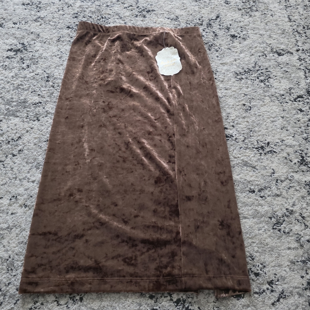 Altar'd State Crushed Velvet Midi Skirt With Slit Wmns S NWT Champagne Boho Chic